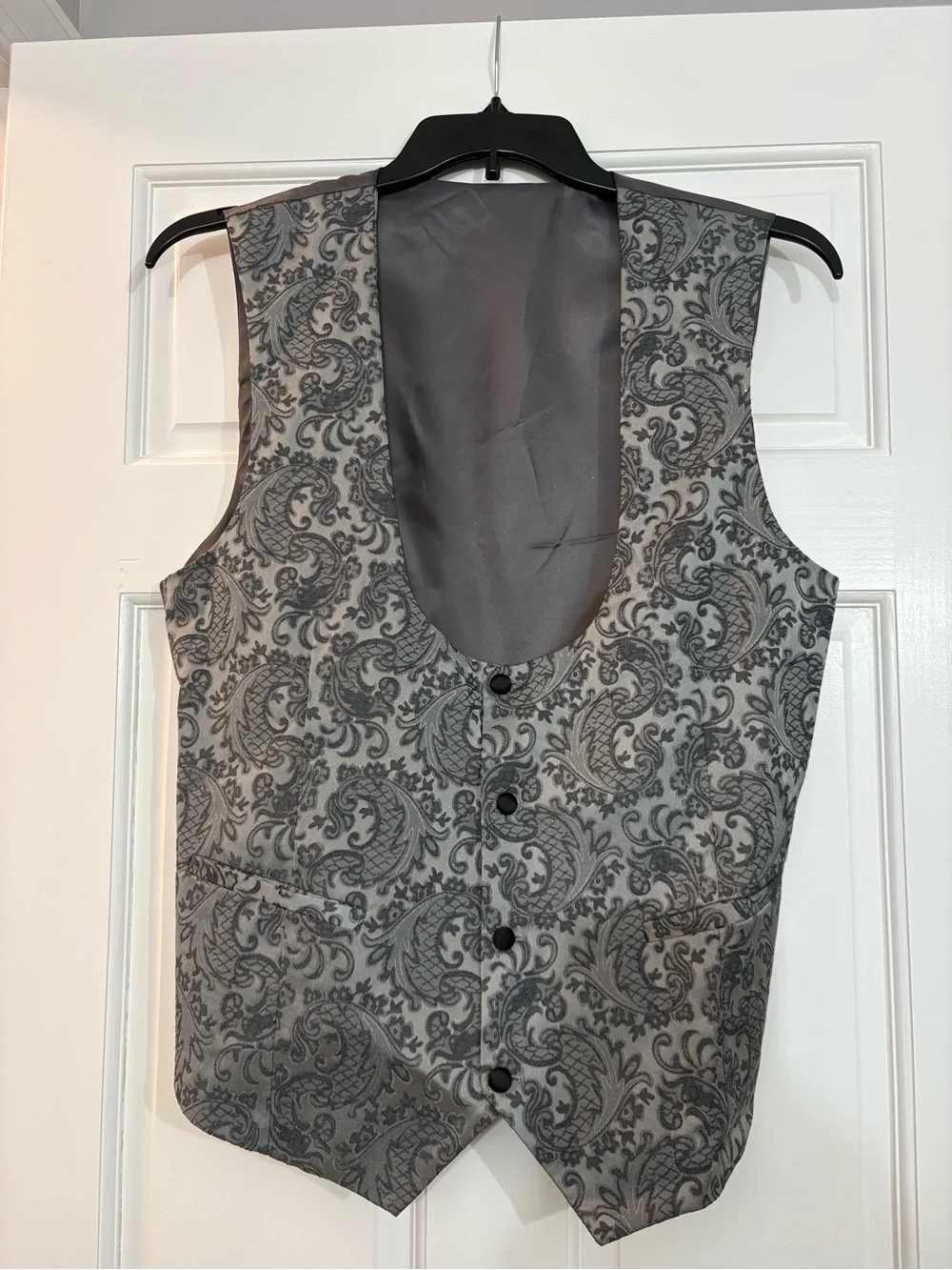 Custom Men’s Gray Paisley Formal Vest Wedding Show Choir